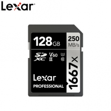 雷克沙（Lexar）128GB 高速SD存储卡U3 V60内存卡读250MB/s 写120MB/s