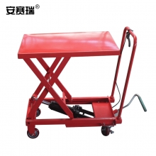 安赛瑞 24822  升高0.72M  手工液压平板车  载重150KG 手推升降平台模具拖车固定装卸叉车