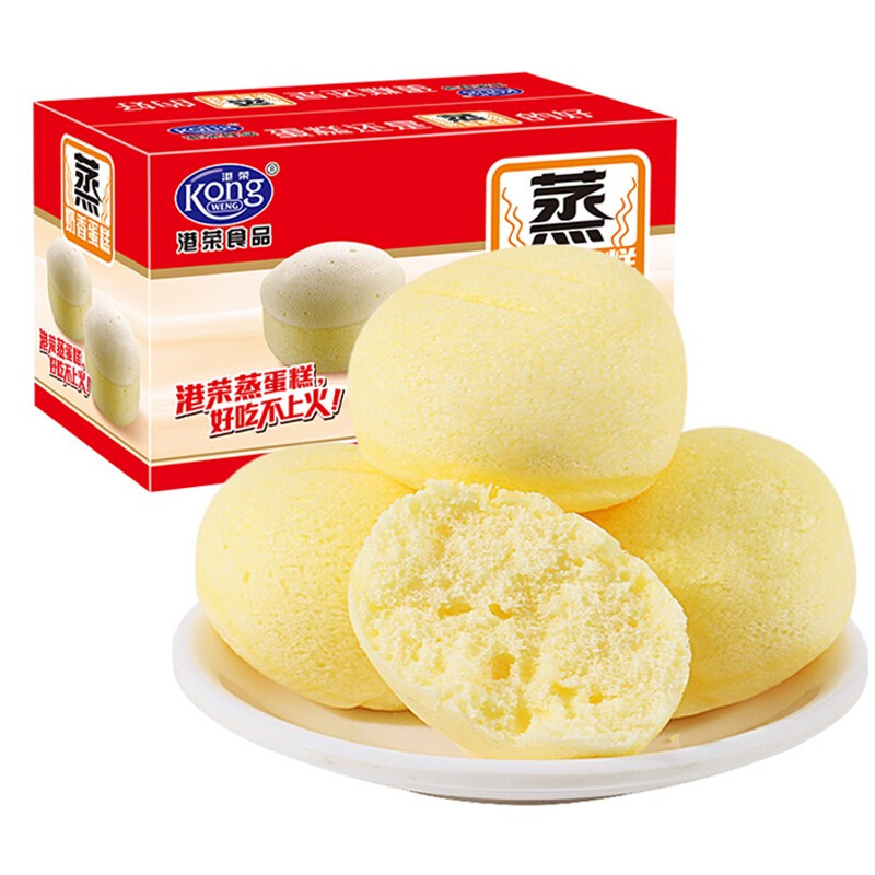 港荣蒸蛋糕 手撕口袋吐司面包 营养早餐食品 休闲零食小吃 奶香900g