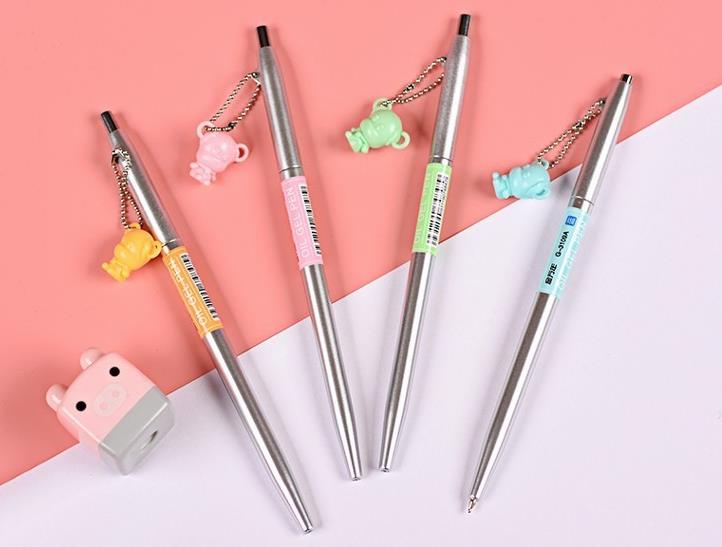 金万年 g-3109a 憨狗仔喷银细长杆0.5mm配rs03系列芯按压中油笔